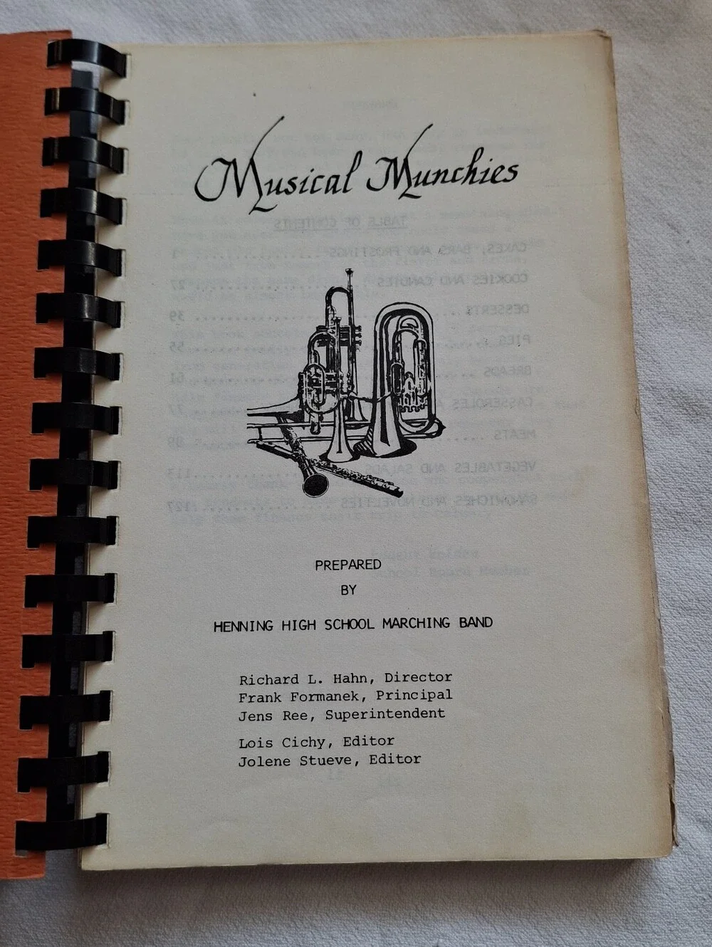 Vintage 1978 Musical Munchies Cookbook- Henning High School Marching Band